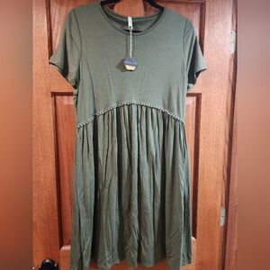 PinkBlush Maternity Olive Green Shift Dress - Size Large
